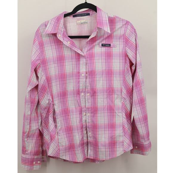 Columbia Women's Super Tamiami Button-Up Fishing Shirt Long Sleeve Size M Pink - Picture 1 of 7